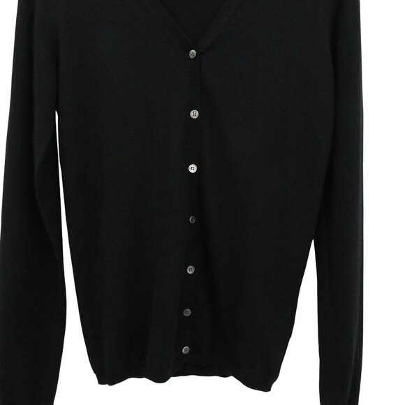 Allude 100% Pure Cashmere Button Front V-Neck Cardigan Sweater Black L - Picture 3 of 4